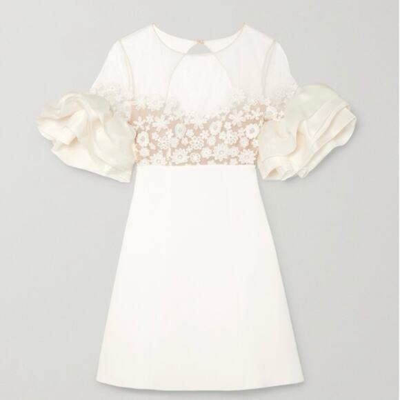 Rime Arodaky Astaire embroidered tulle, crepe and organza mini dress sz 42/ US s - Picture 12 of 12